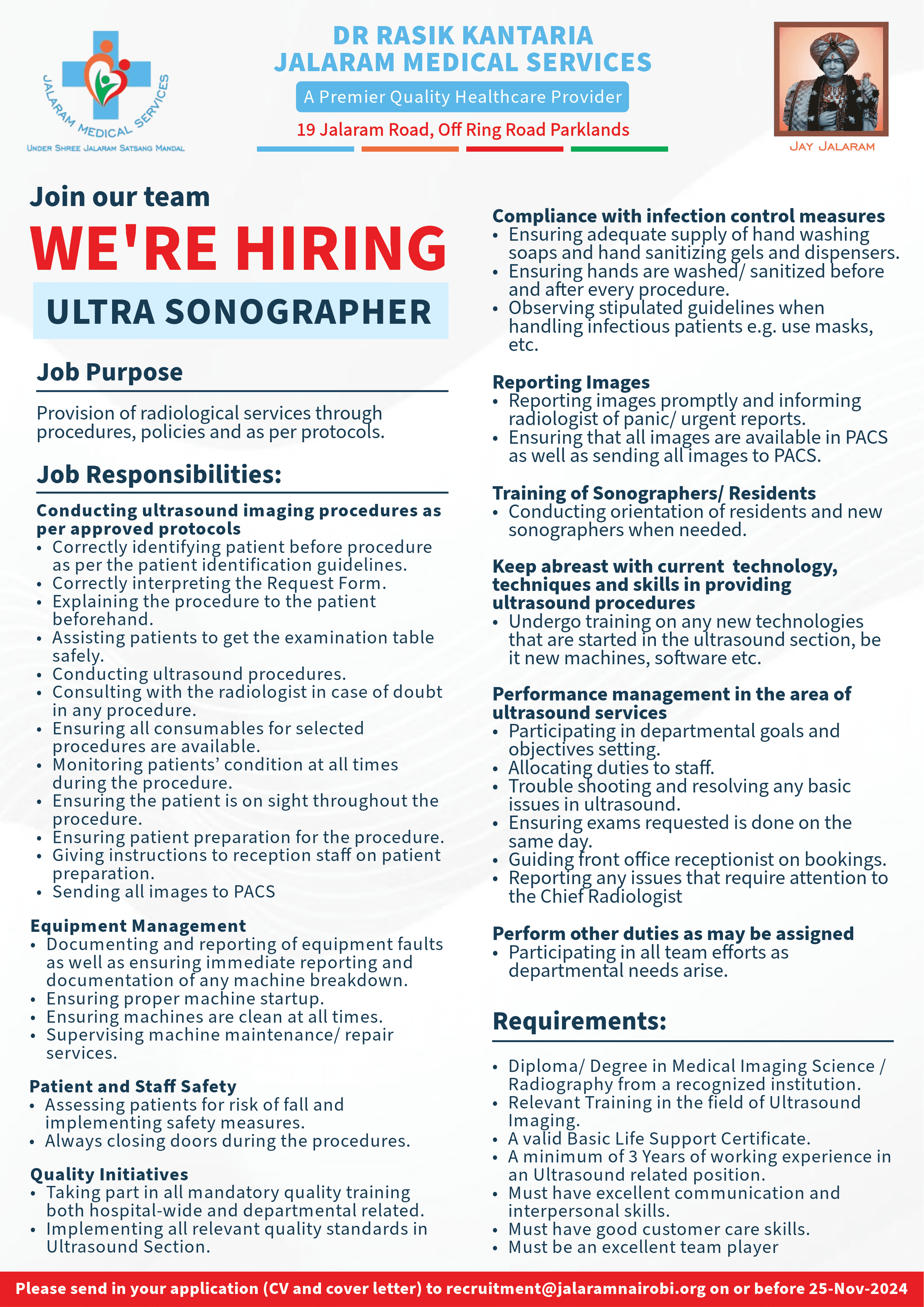 Careers - Dr. Rasik Kantaria Jalaram Medical Services